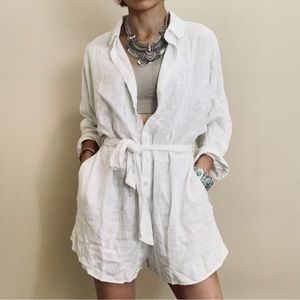 L*Space White Linen Jumpsuit